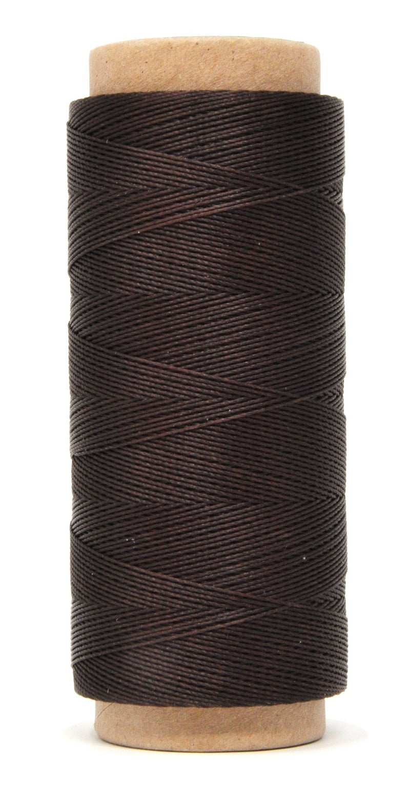 Mandala Crafts Chocolate Brown Round Waxed Thread for Leather Sewing - 219 Yds 200M 0.45mm Polyester Leather Thread String Waxed Cord for Leatherwork, Beading, Bookbinding, Hand Stitching - Image 2